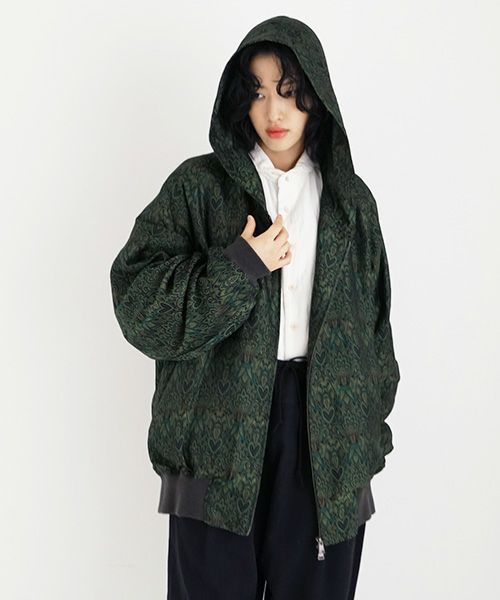 YANTOR ヤントル Persian Hand-Jacquard Hoodie Blouson[Y225BL03/GREEN]