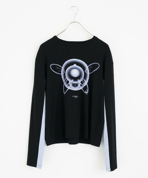 chloma.クロマ.“QUANTUM FOAM” ロングT[22ALT4/BLACK×LIGHT BLUE]