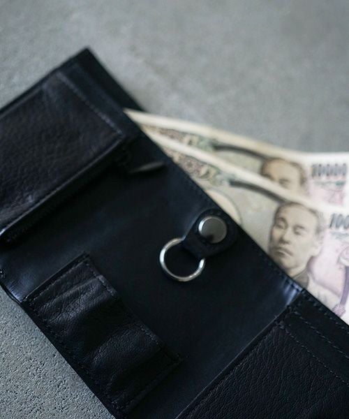 財布 ブラック VU product 美品　日本製　黒　本革 VU PRODUCT 鹿革スクエアジップウォレット ブラック｜軽くて柔らかい