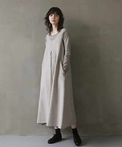 Mochi.モチ.tent line Jacquard dress [greige]