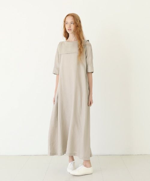 Mochi.モチ.sailor linen dress [natural]