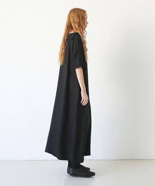 Mochi.モチ.sailor linen dress [black/sa]