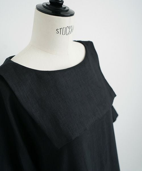Mochi.モチ.sailor linen dress [black/sa]