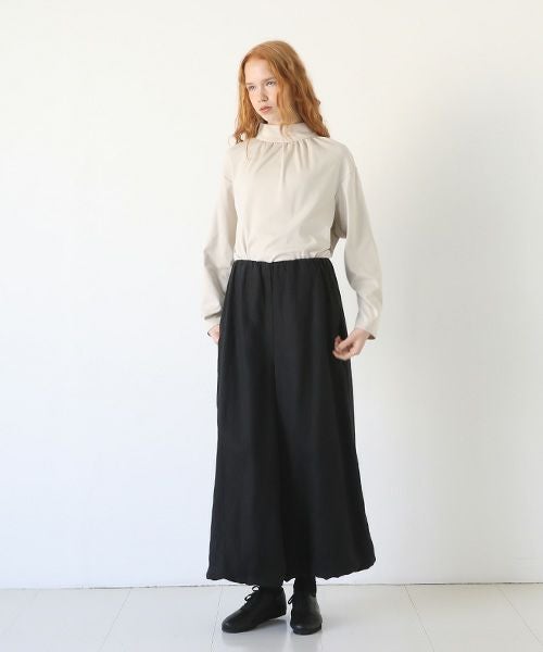 Mochi.モチ.gathered wide pants [black/sa]