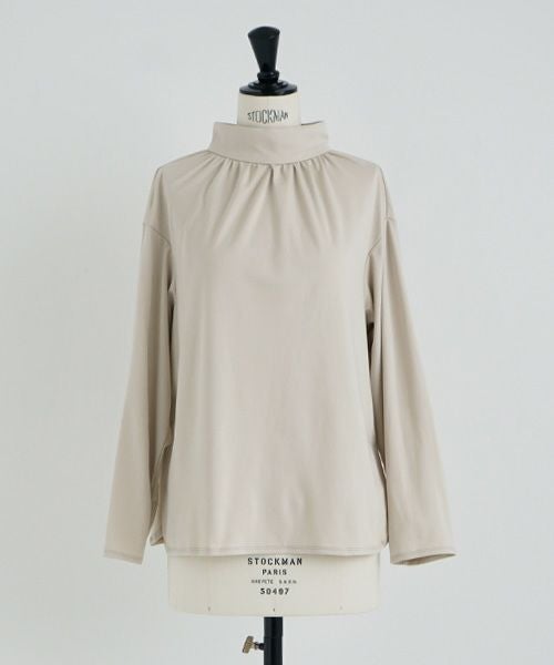 Mochi.モチ.mock neck long t-shirt [greige]