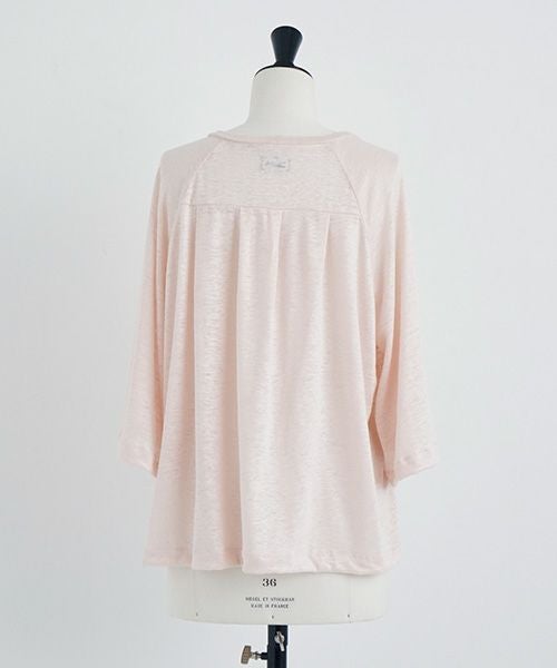 Mochi.モチ.raglan sleeve linen t-shirt [pink]