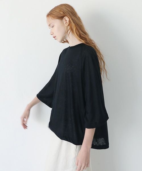 Mochi.モチ.raglan sleeve linen t-shirt [black]