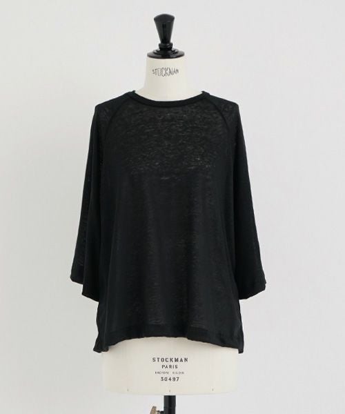 Mochi.モチ.raglan sleeve linen t-shirt [black]