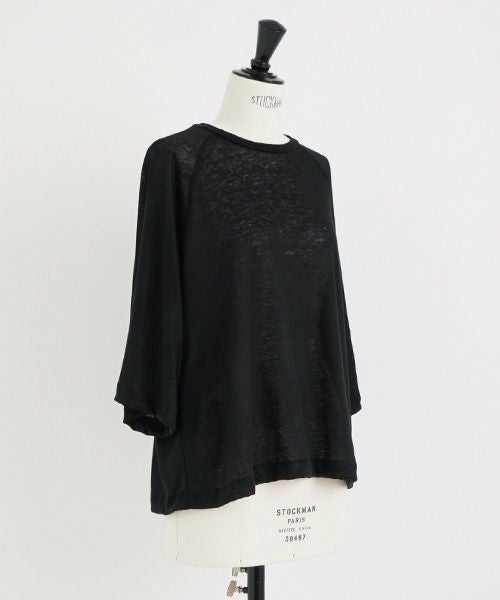 Mochi.モチ.raglan sleeve linen t-shirt [black]