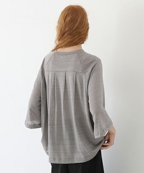 Mochi.モチ.raglan sleeve linen t-shirt [grey/sa]