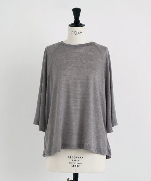 Mochi.モチ.raglan sleeve linen t-shirt [grey/sa]