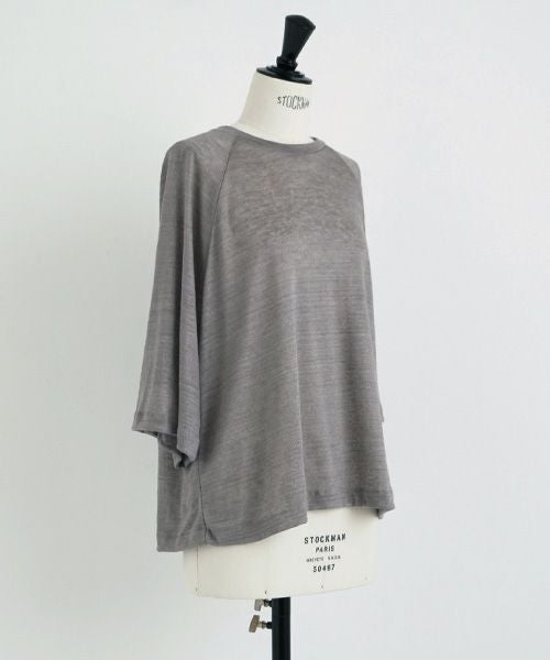 Mochi.モチ.raglan sleeve linen t-shirt [grey/sa]