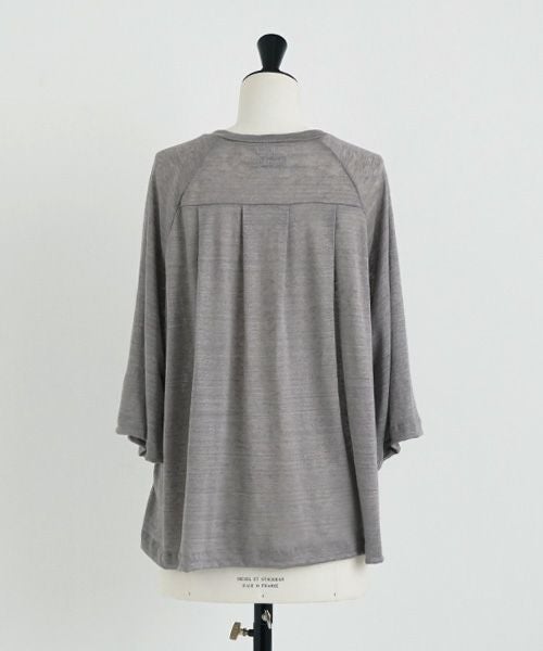 Mochi.モチ.raglan sleeve linen t-shirt [grey/sa]