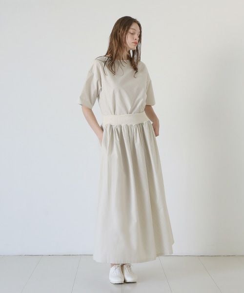 Mochi / home&miles.モチ / ホーム＆マイルズ.long skirt [ecru×striped]