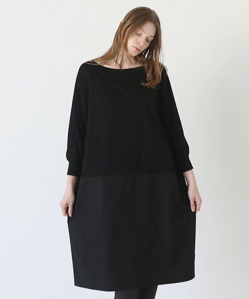 Mochi / home&miles.モチ / ホーム＆マイルズ.layered one piece [black×striped]