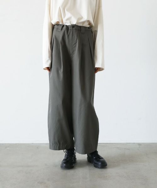 VU.ヴウ.knee wide pants-FINX COTTON vu-a23-p13[DARK KHAKI]