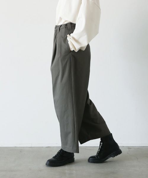VU.ヴウ.knee wide pants-FINX COTTON vu-a23-p13[DARK KHAKI]