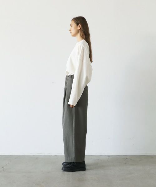 VU.ヴウ.knee wide pants-FINX COTTON vu-a23-p13[DARK KHAKI]