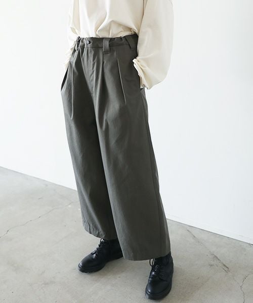 VU.ヴウ.knee wide pants-FINX COTTON vu-a23-p13[DARK KHAKI]