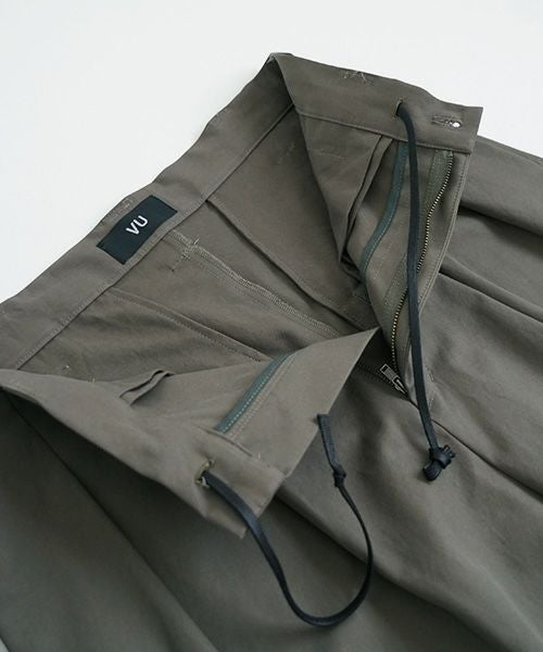 knee wide pants-FINX COTTON vu-a23-p13[DARK KHAKI]