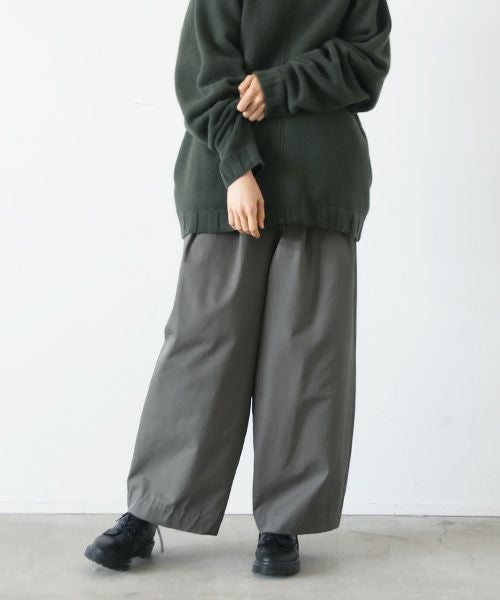 knee wide pants-FINX COTTON vu-a23-p13[DARK KHAKI]