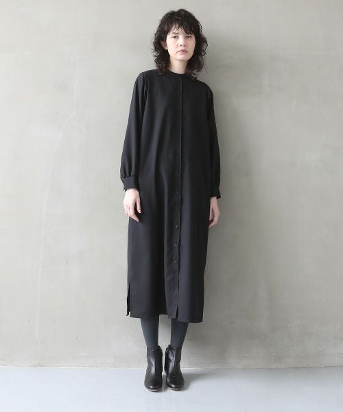 Mochi.モチ.tuck shirt dress [black]