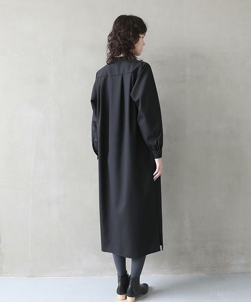 Mochi.モチ.tuck shirt dress [black]
