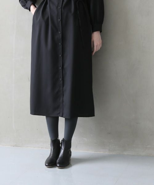 Mochi.モチ.tuck shirt dress [black]