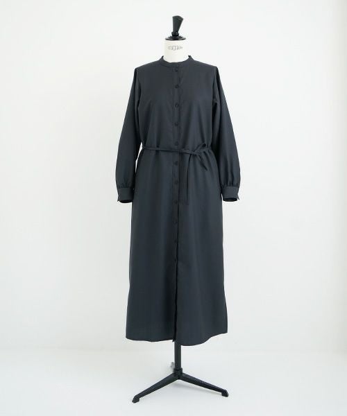 Mochi.モチ.tuck shirt dress [dark moss grey]