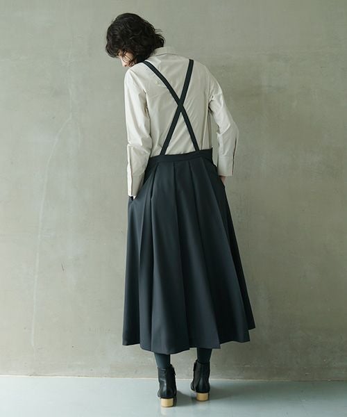 Mochi.モチ.harf tucked skirt [dark moss grey]