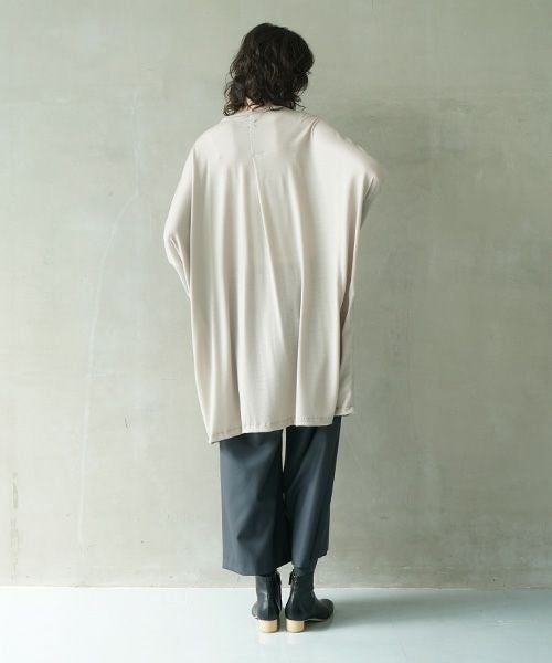 Mochi.モチ.dolman long knit cardigan [grey beige]