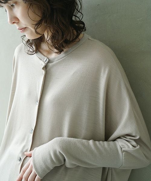 Mochi.モチ.dolman long knit cardigan [grey beige]