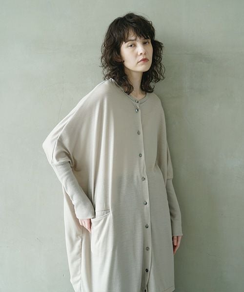 Mochi.モチ.dolman long knit cardigan [grey beige]