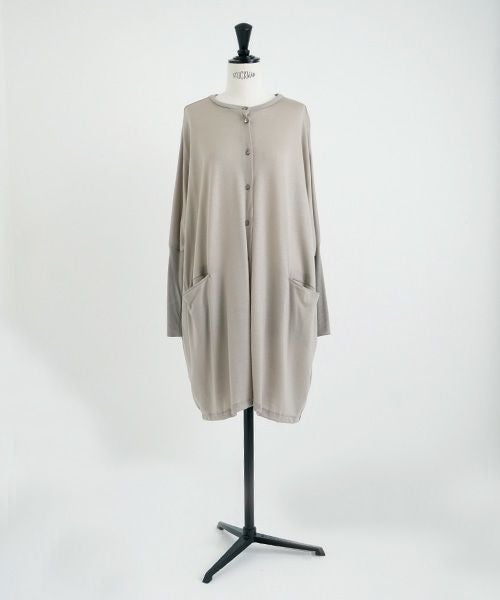 Mochi.モチ.dolman long knit cardigan [grey beige]