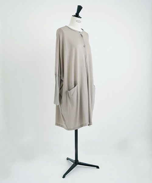 Mochi.モチ.dolman long knit cardigan [grey beige]