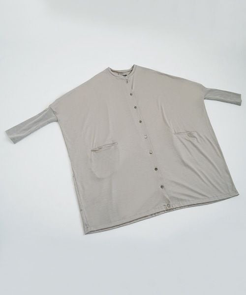 Mochi.モチ.dolman long knit cardigan [grey beige]