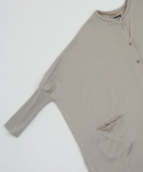 Mochi.モチ.dolman long knit cardigan [grey beige]