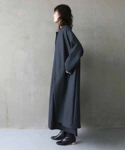 Mochi.モチ.no collar coat [dark moss grey]