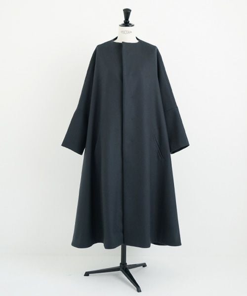 Mochi.モチ.no collar coat [dark moss grey]