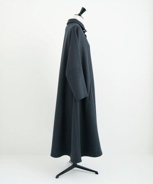 Mochi.モチ.stand fall collar coat [dark moss grey]