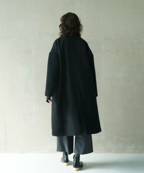 Mochi.モチ.v-neck no collar coat [black]