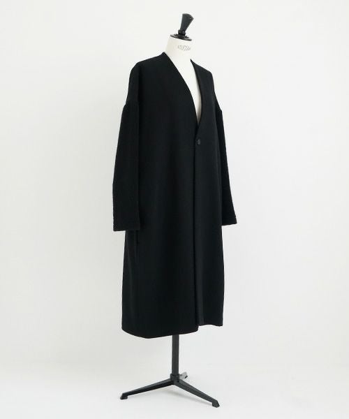 Mochi.モチ.v-neck no collar coat [black]