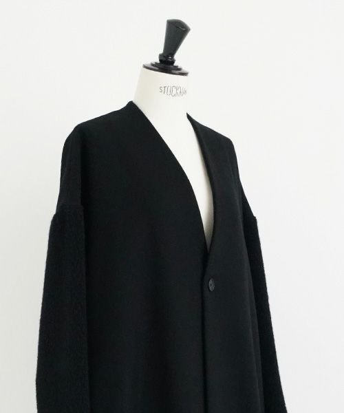 Mochi.モチ.v-neck no collar coat [black]