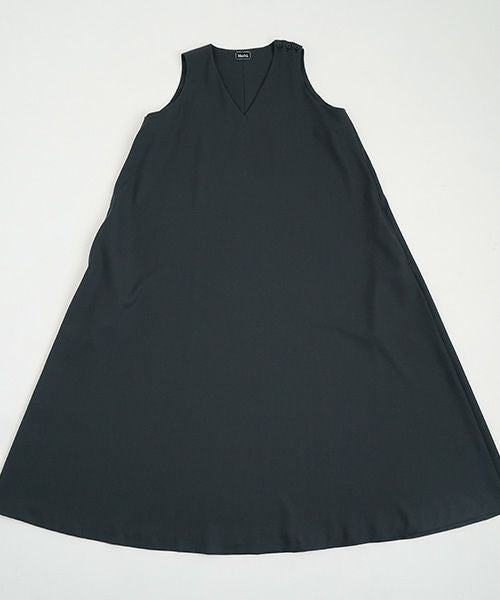 Mochi.モチ.v-neck dress [dark moss grey]
