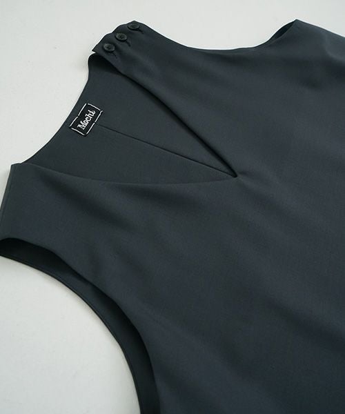 Mochi.モチ.v-neck dress [dark moss grey]