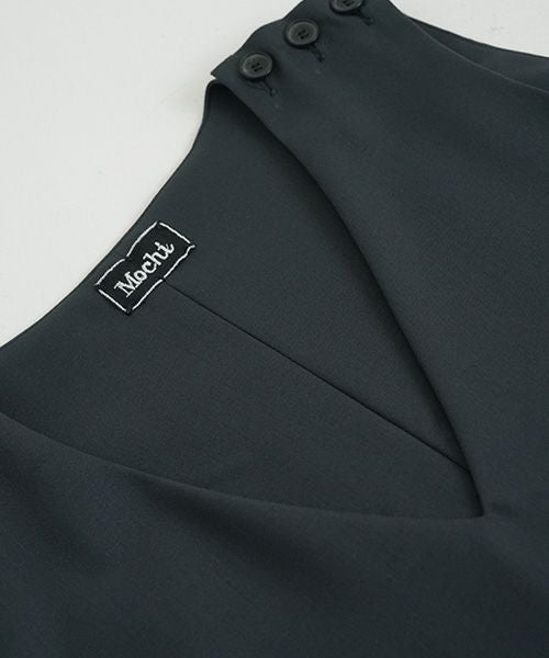 Mochi.モチ.v-neck dress [dark moss grey]