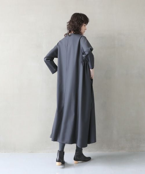 Mochi.モチ.trapeze dress  [dark moss grey]
