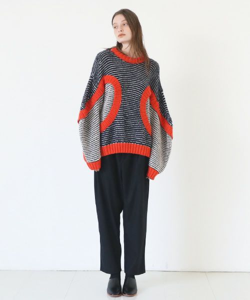 HENRIK VIBSKOV ヘンリックヴィブスコフ TOMATO KNIT SWEAT [Navy Red