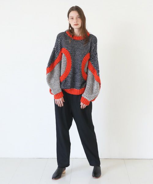 HENRIK VIBSKOV.ヘンリックヴィブスコフ.TOMATO KNIT SWEAT [Navy Red Beige]