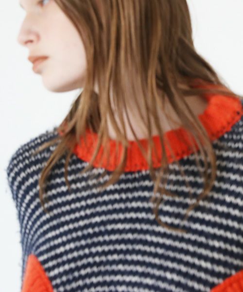 HENRIK VIBSKOV ヘンリックヴィブスコフ TOMATO KNIT SWEAT [Navy Red